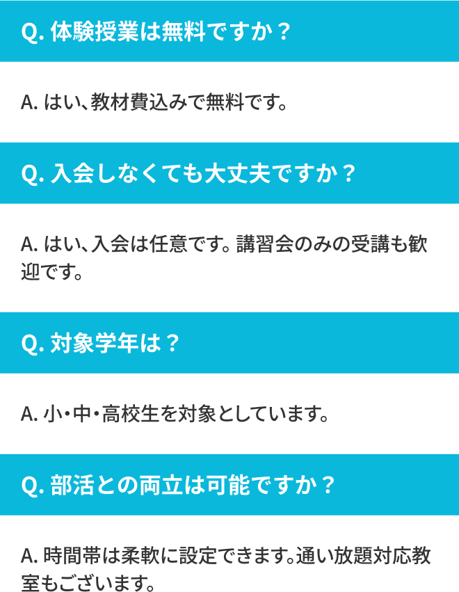 よくあるご質問の質問と回答